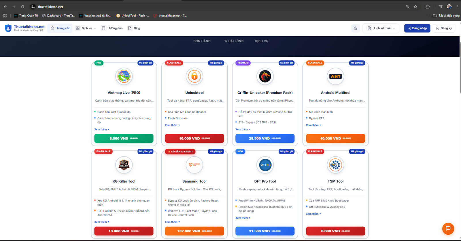 Trang chủ Thuetaikhoan.net - nền tảng cho thuê tài khoản GSM tool tự động 24/7